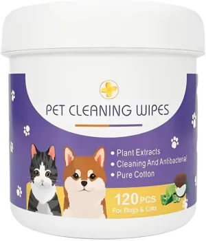 120Pcs Gentle Pet Eye Wipes for Dogs & Cats  Soothing Tear Stain & Discharge Removal with Natural Ingredients for Face Cleaning, 120 Soft Pet Facial Cloths