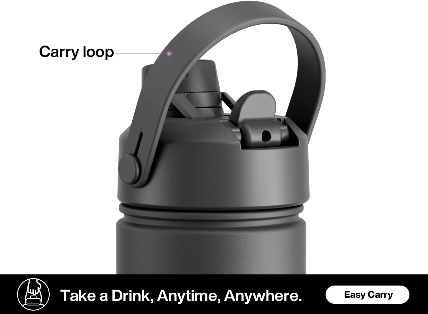 26 oz Insulated Water Bottle with 2-in-1 Straw and Spout Lid, Keep Cold 24H, Leak-Proof, Fits in Car Cup Holder, Stainless Steel Water Bottle for Sports, Travel, and School (Dark Knight)
