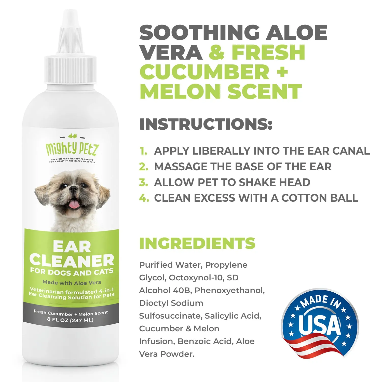 4-in-1 Ear Cleaner for Dogs & Cats - Cleaning Solution for Healthy Ears