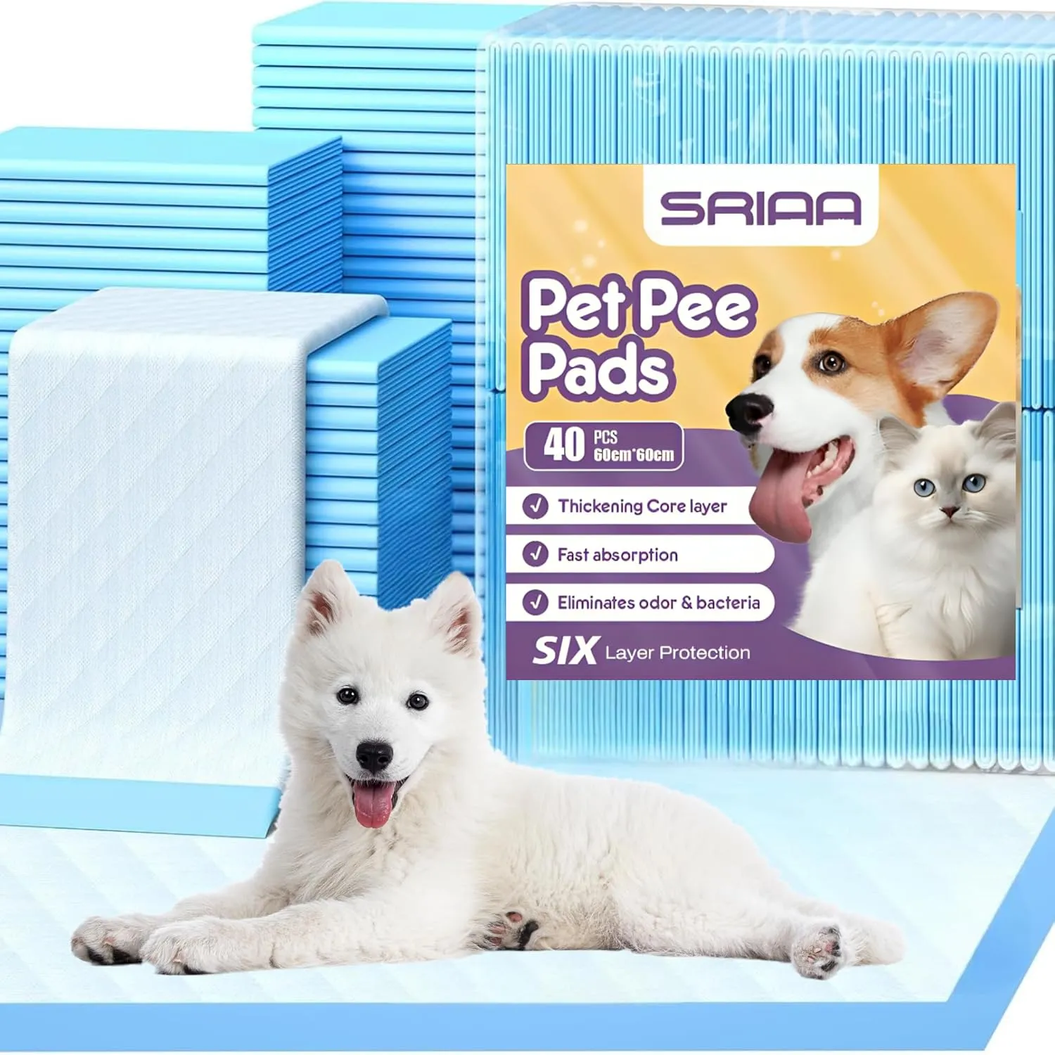40 Counts Multipurpose Large Pee Pads  24x24 Inches Premium Pee Pads | Superior Absorption Training Pads for Pets