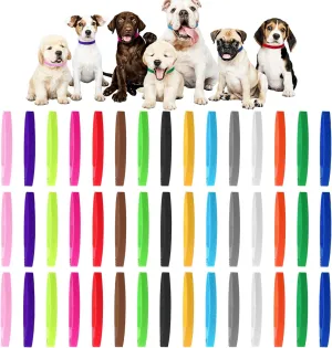 45 Pieces Newborn Puppy Collars,15 Colors Puppy Whelping Collars Double-Sided Pet ID Collar Puppies Collar for Litter Adjustable Pet Identification Bands for Newborn Pets (S, M, L)