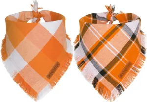 ADOGGYGO Fall Dog Bandanas, Halloween Thanksgiving Pet Bandana, Multiple Sizes Offered, Orange Plaid Fall Holiday Bandana for Extra Large Dogs Pets (X-Large)