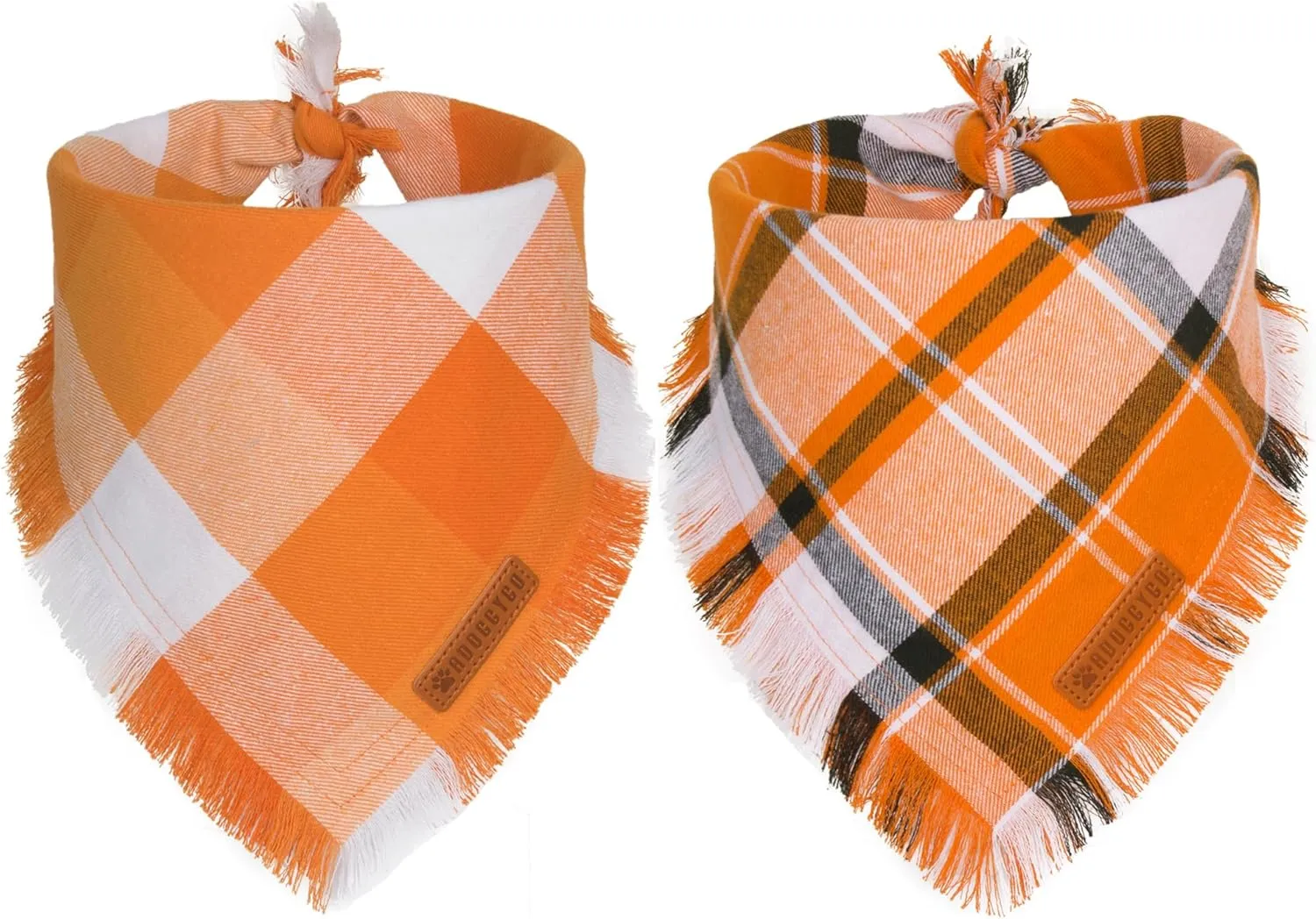 ADOGGYGO Fall Dog Bandanas, Halloween Thanksgiving Pet Bandana, Multiple Sizes Offered, Orange Plaid Fall Holiday Bandana for Extra Large Dogs Pets (X-Large)