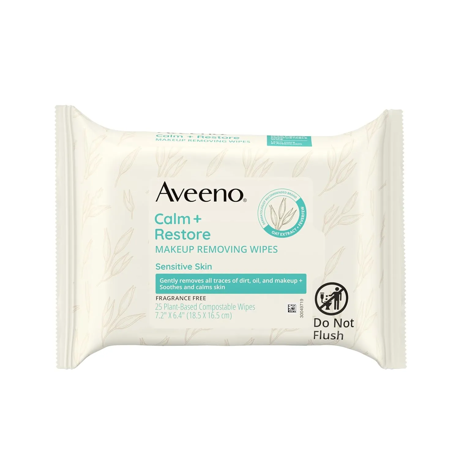 Aveeno Calm   Restore Unscented Makeup Remover Face Wipes, Fragrance Free Facial Cleansing Towelettes with Oat Extract & Calming Feverfew Leave Skin Feeling Soothed, Alcohol Free, 25 ct