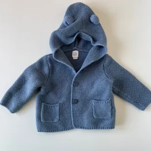 Baby GAP 3-6M blue knitted sweater with hood , Kids 6 Month (3-6M)