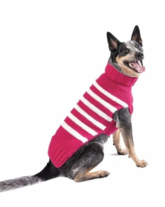 Between the Lines Berry Pink Alpaca Stripe Dog Sweater