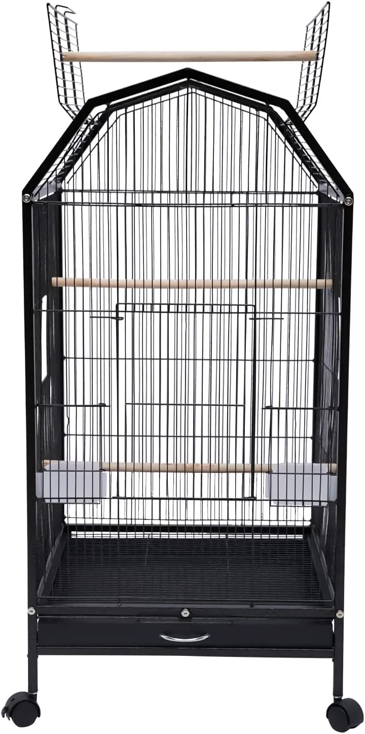 Bird Cage 17.917.939.9in Floor Standing Large Birdcage Metal Cage with Universal Wheels, Tray and Doors for Mid-Sized and Small-Sized Birds Cockatiel Sun Conure Green Cheek
