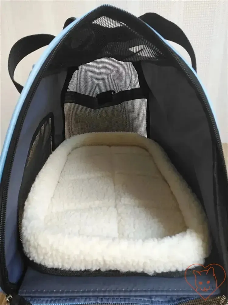 Breathable Pet Travel Bag – Four-Sided Mesh Cat & Dog Carrier with Cotton Mat