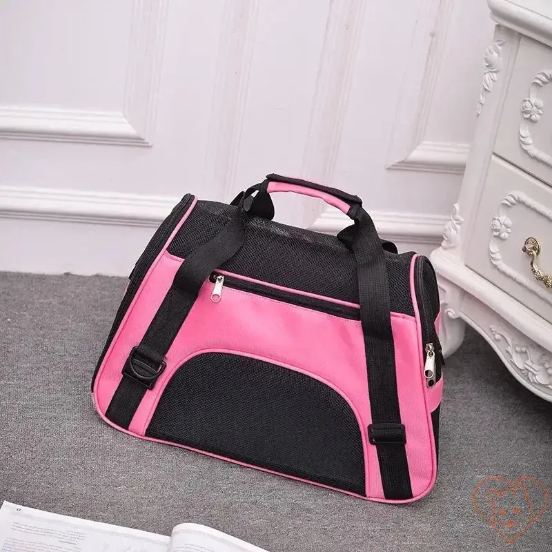 Breathable Pet Travel Bag – Four-Sided Mesh Cat & Dog Carrier with Cotton Mat