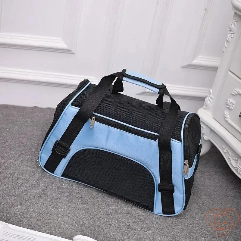 Breathable Pet Travel Bag – Four-Sided Mesh Cat & Dog Carrier with Cotton Mat