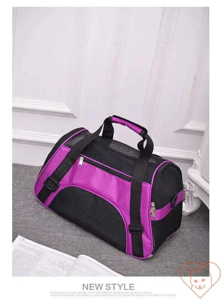 Breathable Pet Travel Bag – Four-Sided Mesh Cat & Dog Carrier with Cotton Mat