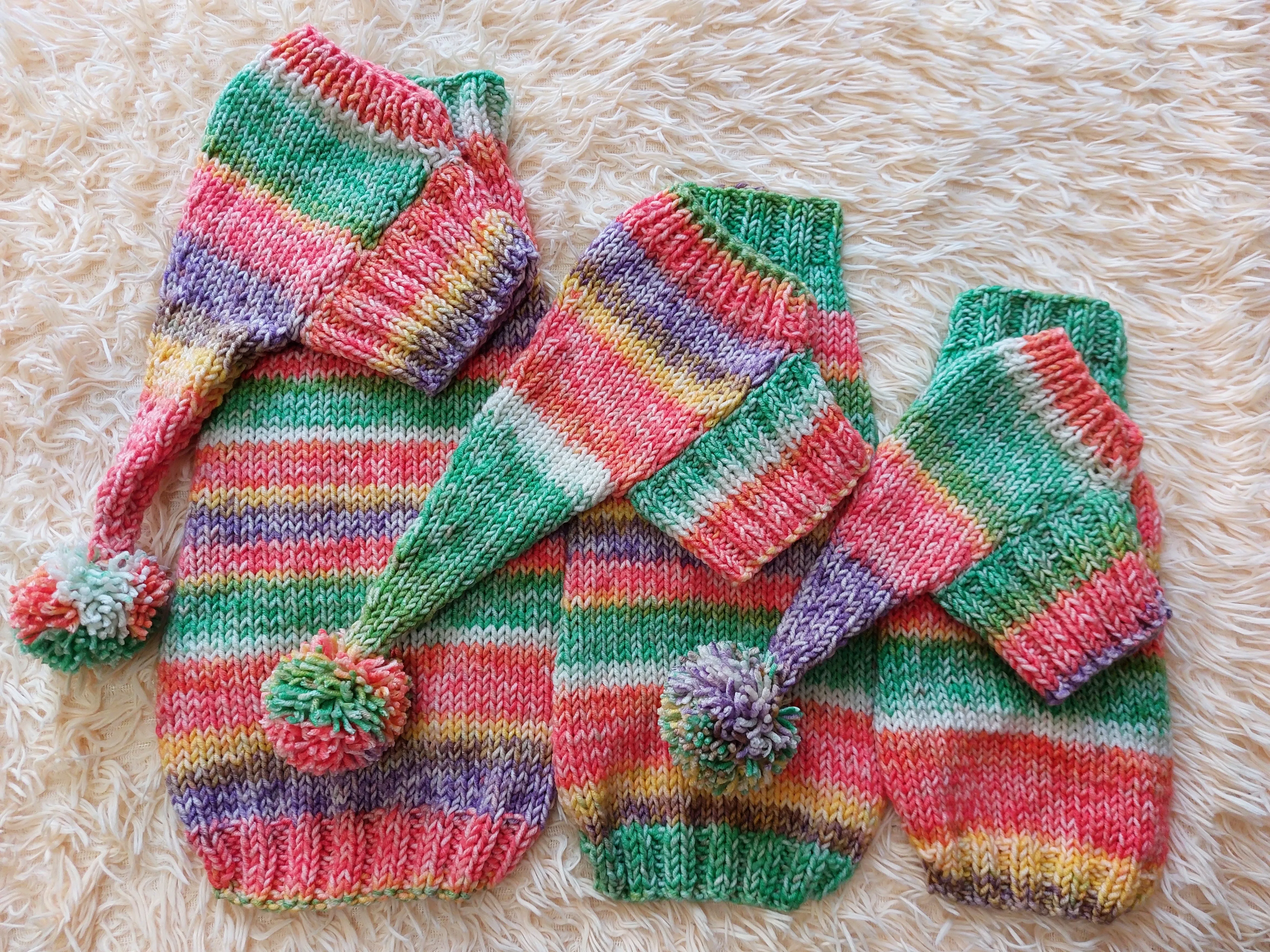Bright Christmas pet outfit set jumper and hat, christmas outfit for photo shoot,christmas gift for dogs, Santa costume for dog
