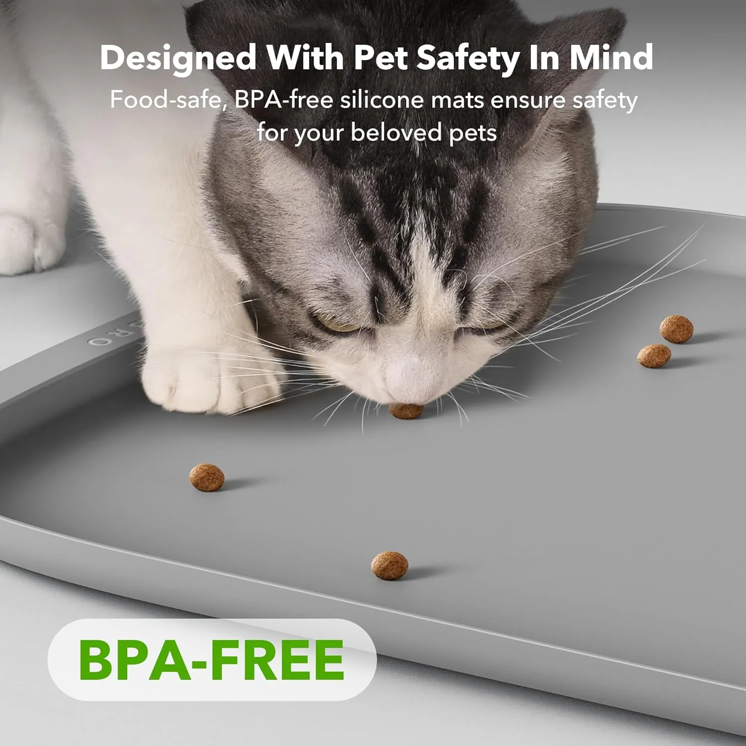 Bundle of PETLIBRO Upgraded RFID Automatic Cat Feeder, 2 Packs 5G Wi-Fi Automatic Pet Feeder, 3L Auto Cat Feeder App Control with Light Collar Tag   2 Packs Safety Silicone Dog Food Mat