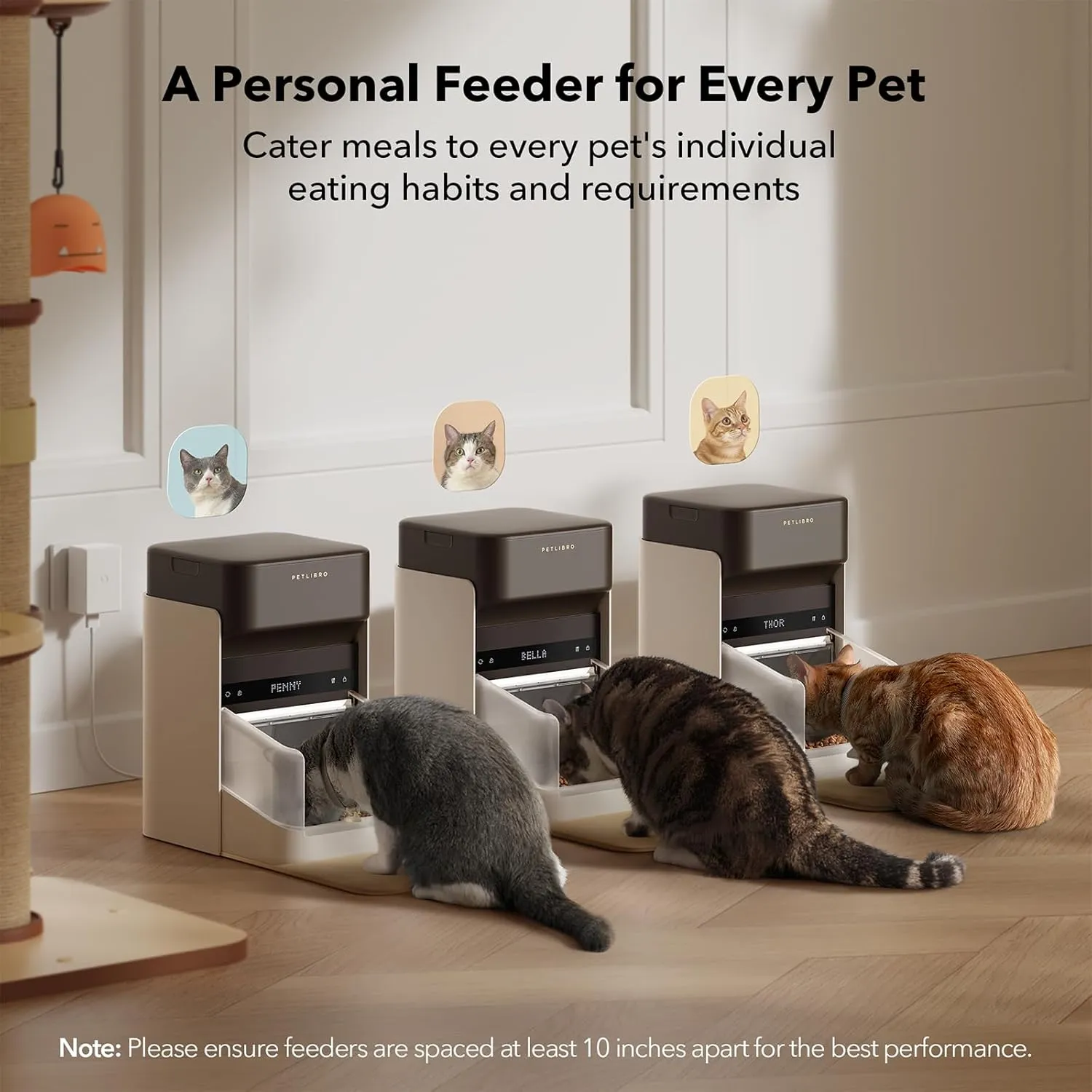 Bundle of PETLIBRO Upgraded RFID Automatic Cat Feeder, 2 Packs 5G Wi-Fi Automatic Pet Feeder, 3L Auto Cat Feeder App Control with Light Collar Tag   2 Packs Safety Silicone Dog Food Mat