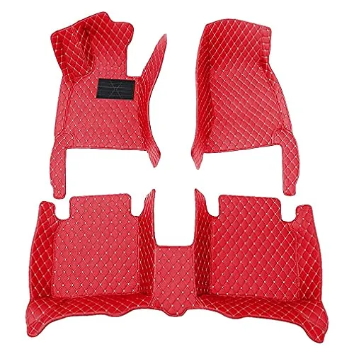 Car Floor Mats for Jaguar I-PACE 2018 Floor Liners Auto Carpets Luxury Leather Waterproof All Weather Protection Full Coverage Full Set (Red)