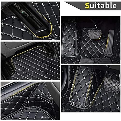 Car Floor Mats for Jaguar I-PACE 2018 Floor Liners Auto Carpets Luxury Leather Waterproof All Weather Protection Full Coverage Full Set (Red)