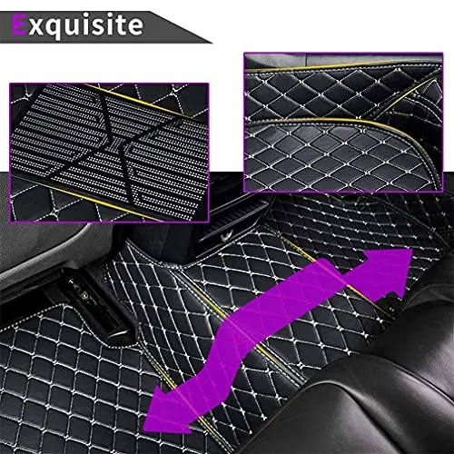 Car Floor Mats for Jaguar I-PACE 2018 Floor Liners Auto Carpets Luxury Leather Waterproof All Weather Protection Full Coverage Full Set (Red)