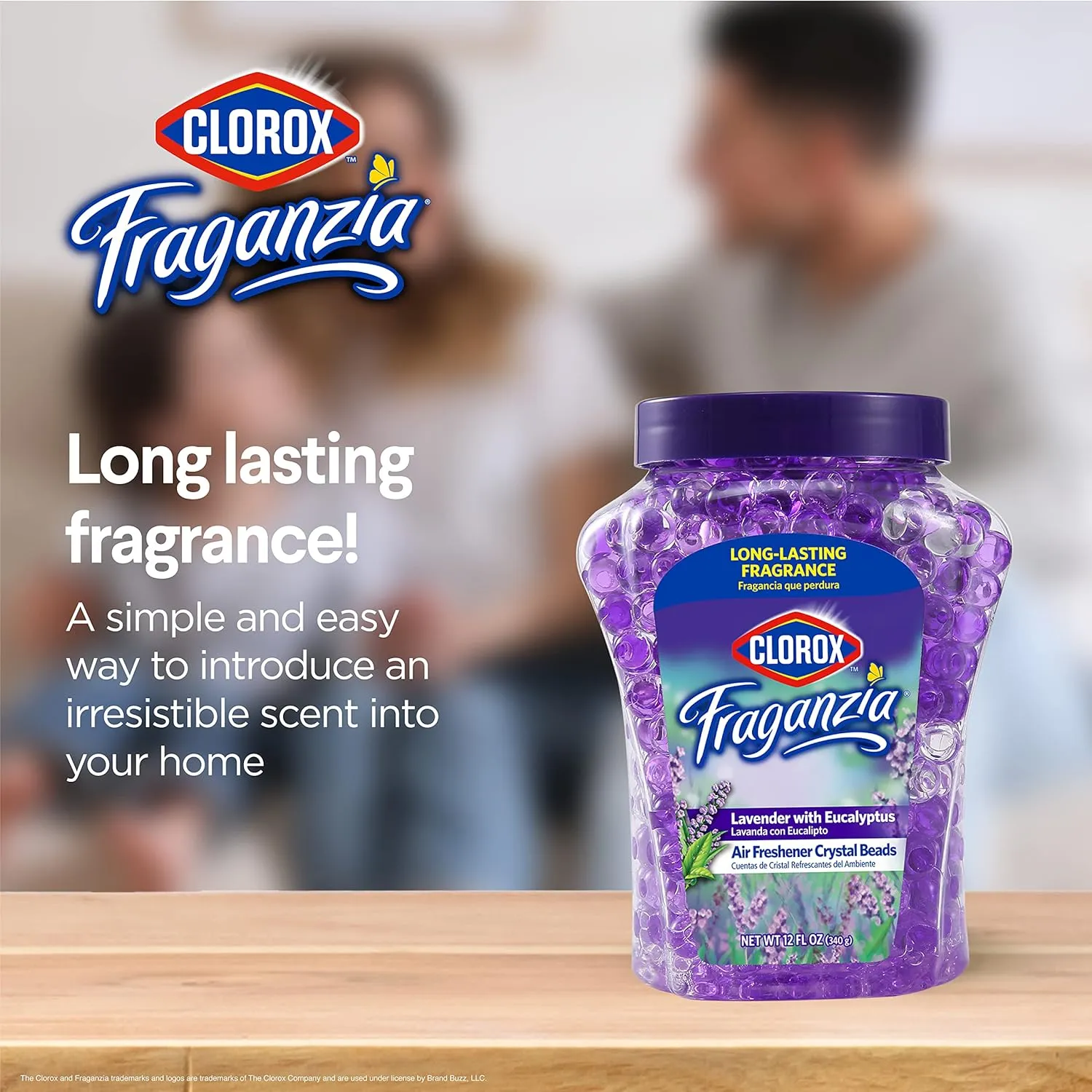 Clorox Fraganzia Air Care Air Freshener Crystal Beads in Lavender with Eucalpytus Scent Scent,12 Oz Lavender Eucalyptus Scented Air Freshener Gel Beads from Clorox Fraganzia for Car or Home(Pack of 1)