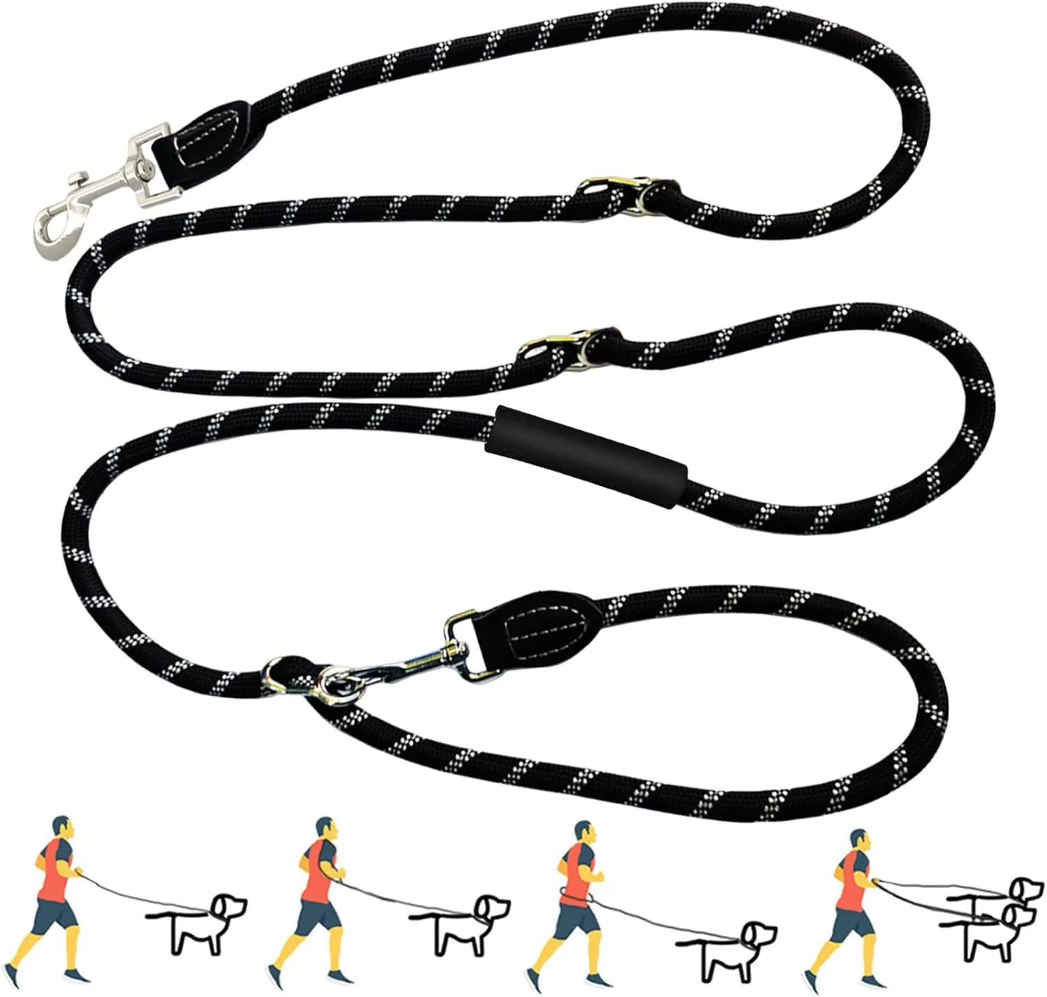 Crossbody Waist Leash for Dog Walking Long Heavy Duty Hands Free Dog Leash Nylon Tangle Free Reflective Adjustable No Pull Waistleash for Running Walking Training 0.4inch 9FT