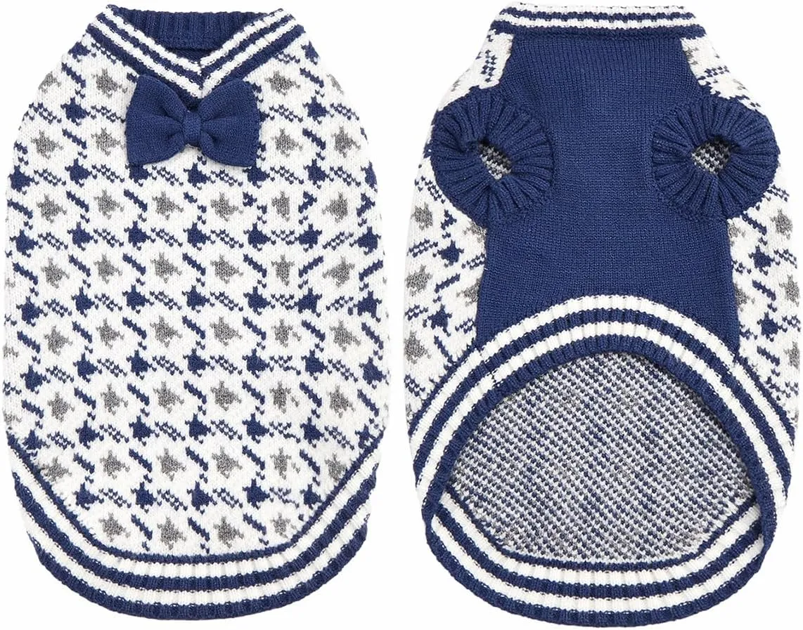 Dog Knitted Sweater Puppy Sweater Warm Soft Pet Holiday Clothes for Small Medium or Large Dogs and Cats Sweaters (Blue, XXL)