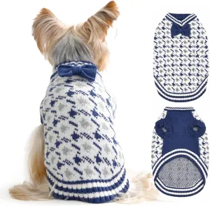 Dog Knitted Sweater Puppy Sweater Warm Soft Pet Holiday Clothes for Small Medium or Large Dogs and Cats Sweaters (Blue, XXL)