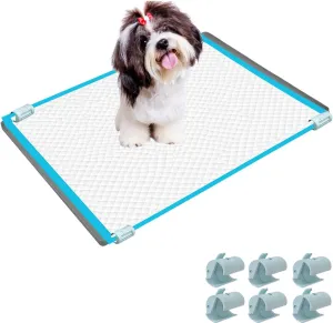Dog Pee Pad Holder Tray, Puppy Potty Training Tray with 6 Clips, High Edge Dog Potty Tray, Non Slip Silicone Puppy Pad Holder Tray for Easy Cleaning.