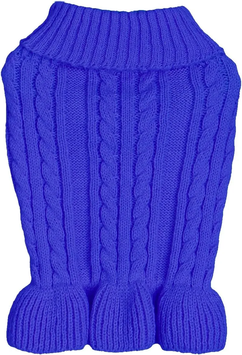 Dog Sweater, Dog Dress for Small Dogs Pet Sweaters Cold Weather Cable Knitwear, Cute Knitted Classic Cat Sweater Warm Dog Clothes Coat for Girls Dog Puppy Cat (Dark Blue, XX-Small)