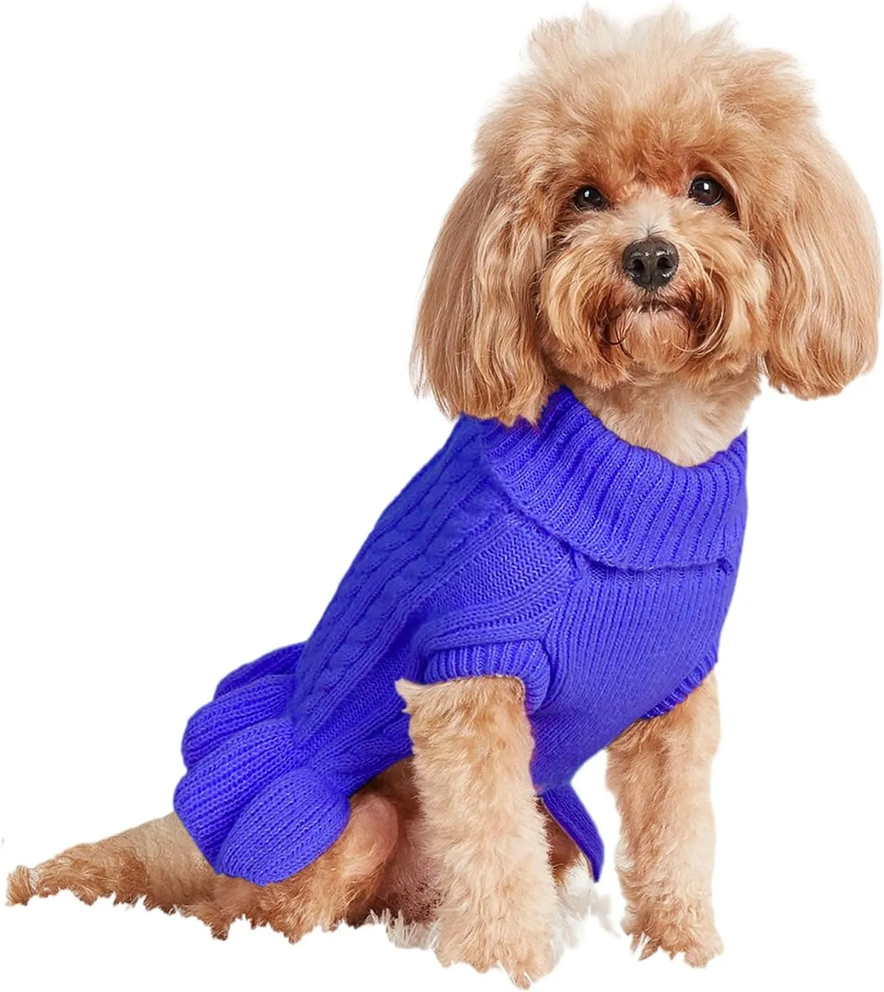 Dog Sweater, Dog Dress for Small Dogs Pet Sweaters Cold Weather Cable Knitwear, Cute Knitted Classic Cat Sweater Warm Dog Clothes Coat for Girls Dog Puppy Cat (Dark Blue, XX-Small)