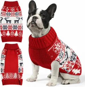 Dog Sweaters for Winter, Soft Thickening Warm Pup Dogs Shirt, Christmas Turtleneck Dog Sweaters for Small Medium Large Dogs, Double Knitting Collar for Outdoors Playing, Warm Puppy Dog Cat Clothes M
