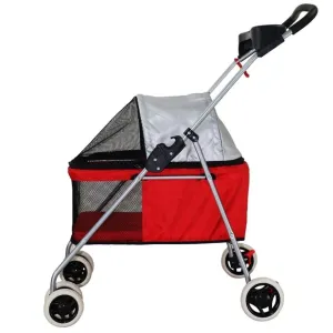 Double Dog Stroller Pet Travel Stroller Dog Pram Travel Vet Stroller Disabled Dog Pushchair 2 Front Swivel Wheels & Rear Brake 360 Rotation Front Wheel Max