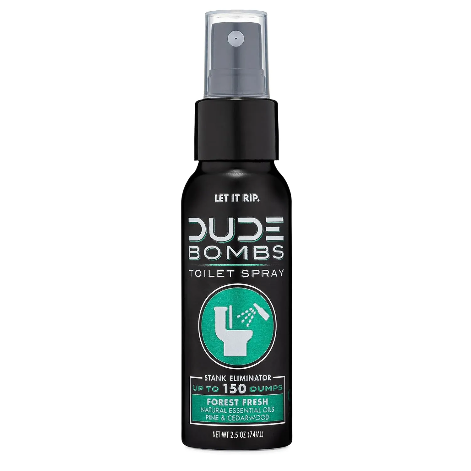 DUDE Bombs - Toilet Spray - 2.5 oz Spray Bottle  Forest Fresh Toilet Spray with Pine and Cedarwood Essential Oils - Stank Eliminator Up to 150 Dumps