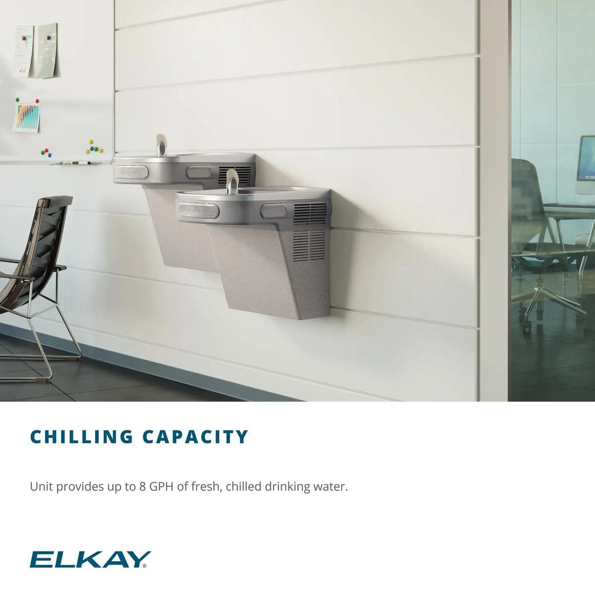 Elkay EZS8 EZ Wall Mounted Drinking Fountain with Water Cooler - Light Gray Granite