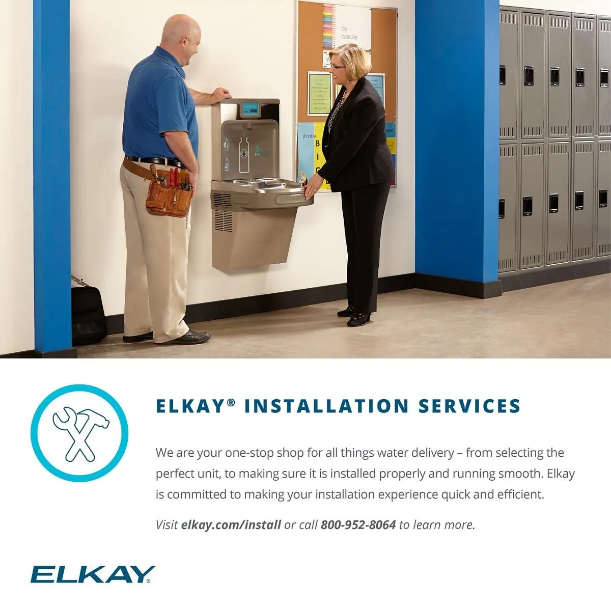 Elkay EZS8 EZ Wall Mounted Drinking Fountain with Water Cooler - Light Gray Granite