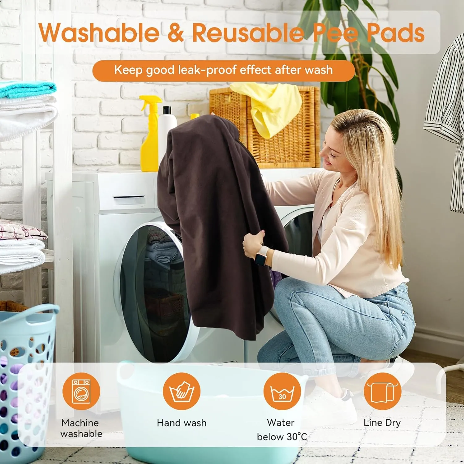 Extra Large Reusable Dog Pee Pad, Washable Pet Whelping Mat with Non-Slip Puppy Playpen, Fast Absorbency, Training Mat for Floor, Crate, Sofa, Bed