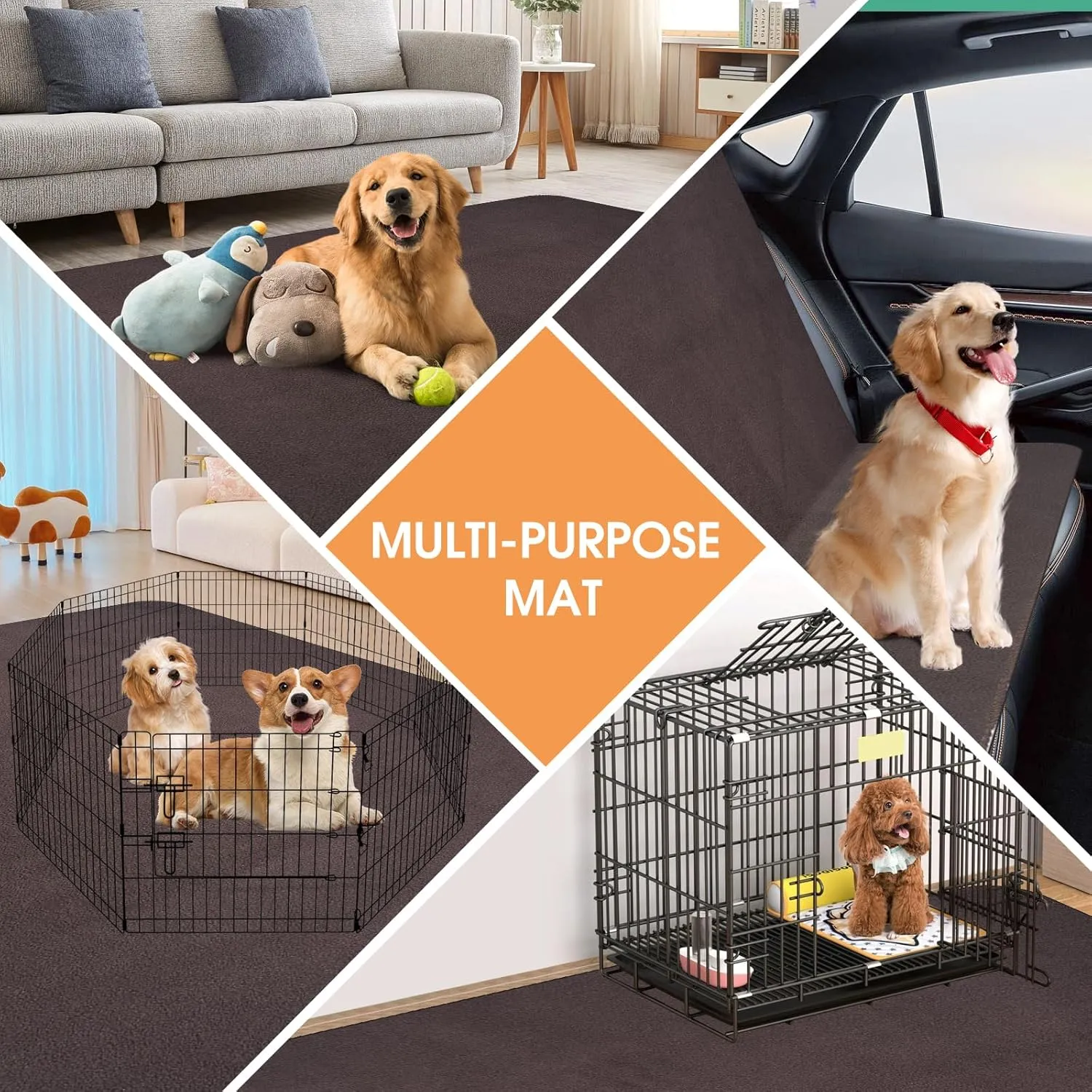 Extra Large Reusable Dog Pee Pad, Washable Pet Whelping Mat with Non-Slip Puppy Playpen, Fast Absorbency, Training Mat for Floor, Crate, Sofa, Bed