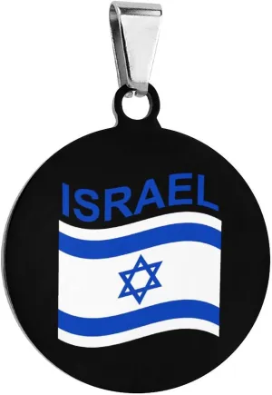 Flag of Israel Funny Pet ID Tag Personalized Dog Round Tag Stainless Steel Cat Collar Tags Accessories