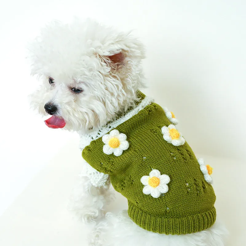 Floral Knitted Pet Sweater