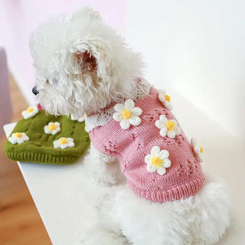 Floral Knitted Pet Sweater