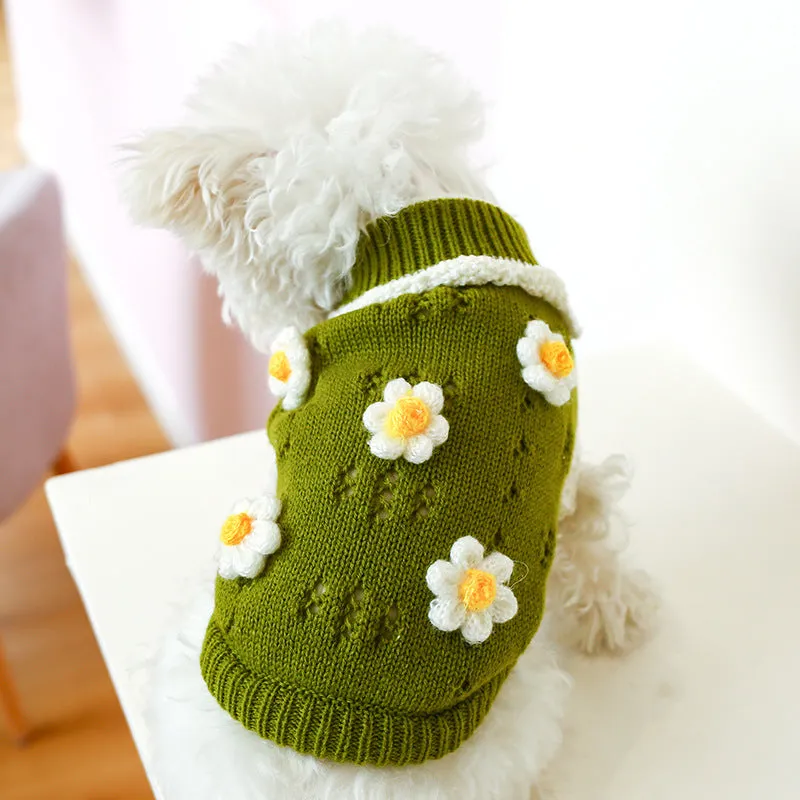Floral Knitted Pet Sweater