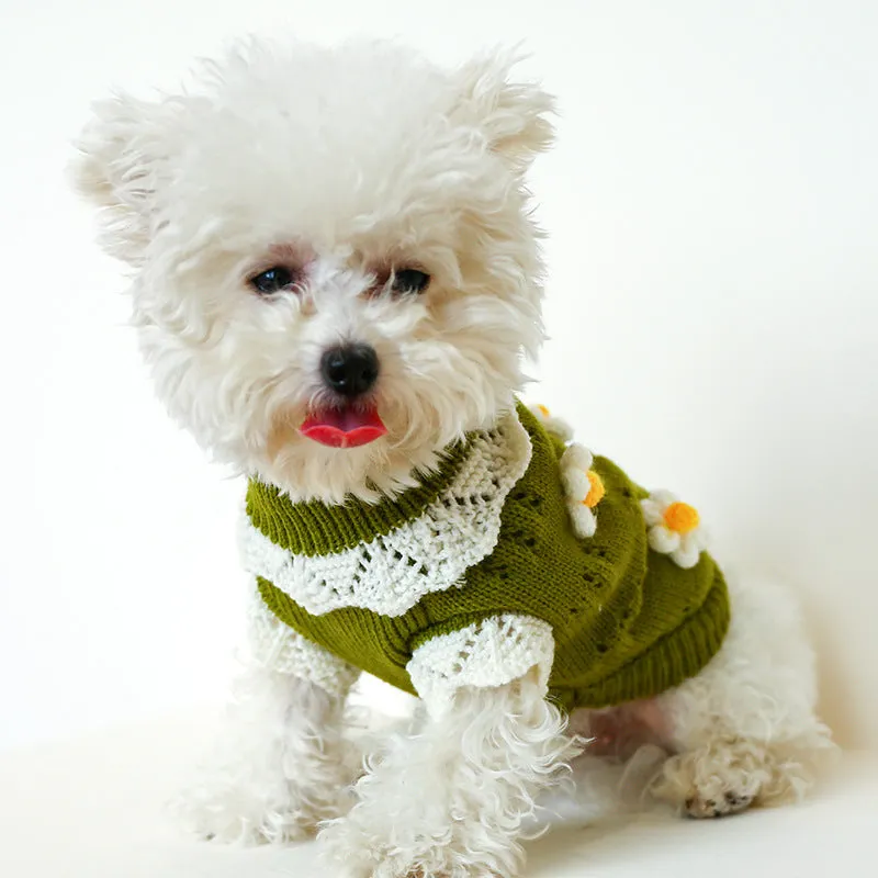 Floral Knitted Pet Sweater