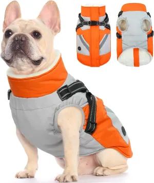 FUAMEY Dog Jacket - Waterproof Winter Coat with Zipper - Reflective Vest for Extra Small Dogs - Orange XS