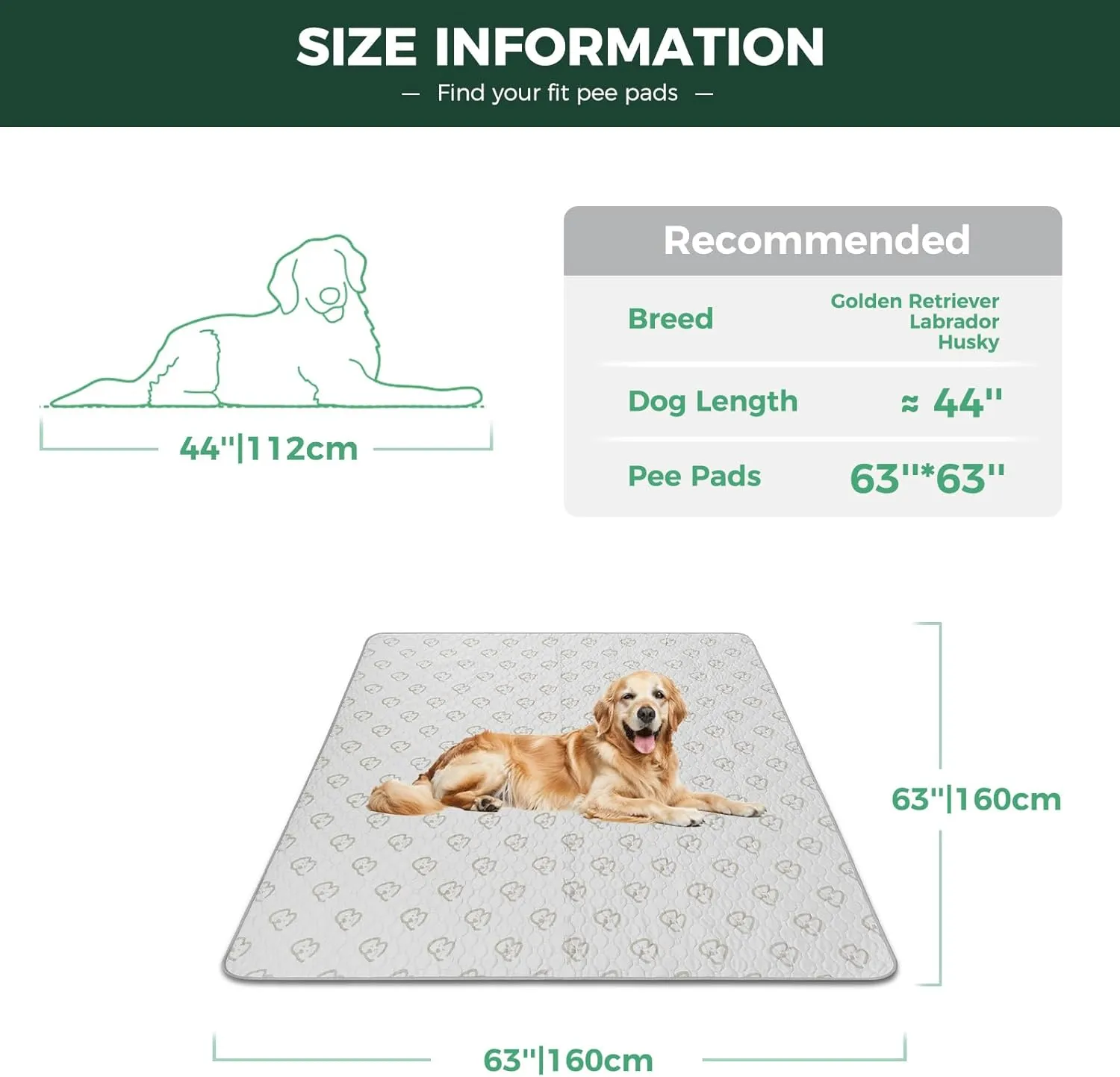 FXW Washable Pee Pads for Dogs, Puppy Pads with Super Absorbent, Specifically Designed for FXW Rollick/Homeplus 24inch 8 Panels Dog Playpen, Square, 63" x 63", 1 Pack