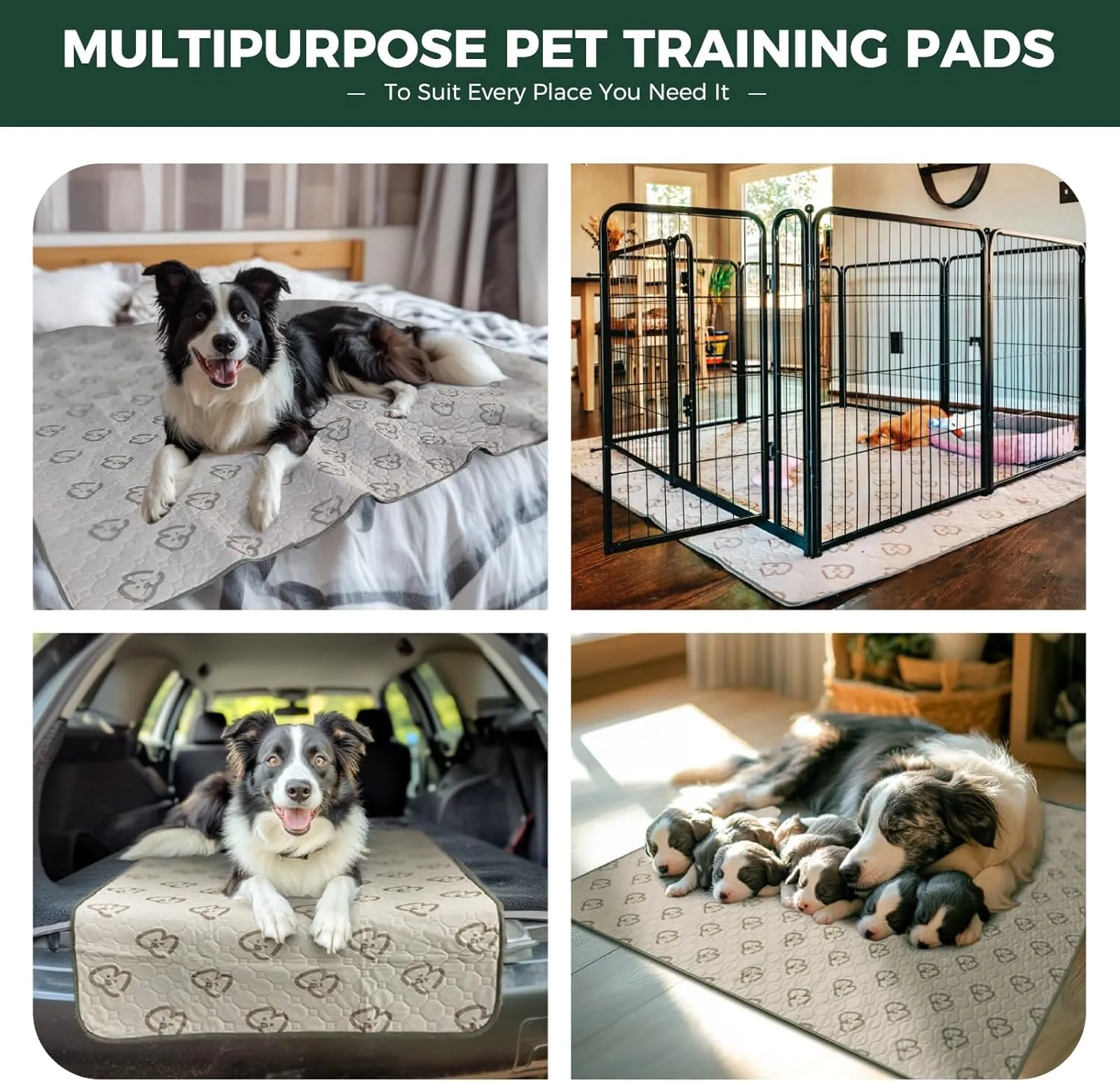 FXW Washable Pee Pads for Dogs, Puppy Pads with Super Absorbent, Specifically Designed for FXW Rollick/Homeplus 24inch 8 Panels Dog Playpen, Square, 63" x 63", 1 Pack