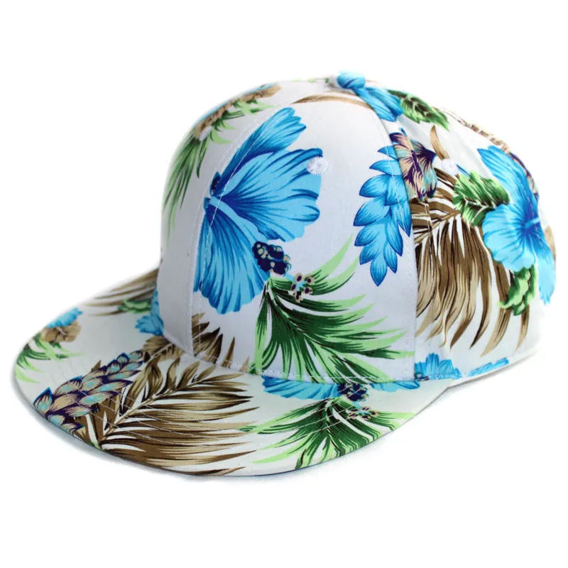 Hip Hop Floral  Beach Hat with Flat Brim