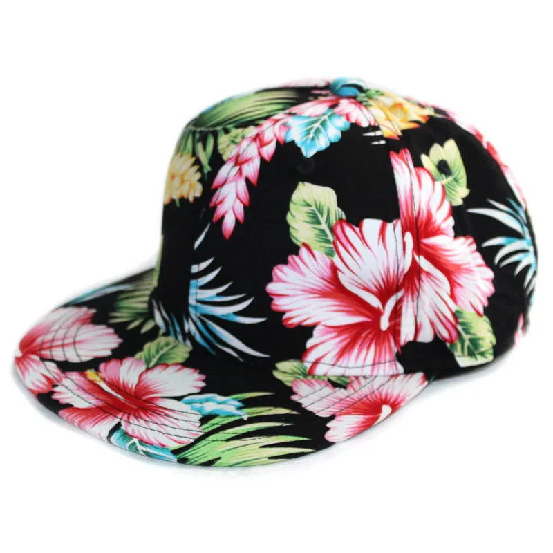 Hip Hop Floral  Beach Hat with Flat Brim