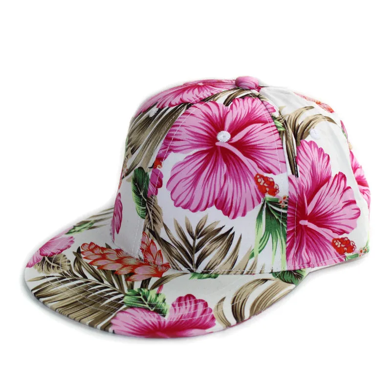 Hip Hop Floral  Beach Hat with Flat Brim