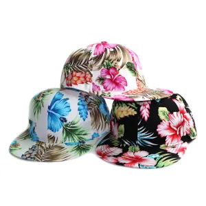 Hip Hop Floral  Beach Hat with Flat Brim
