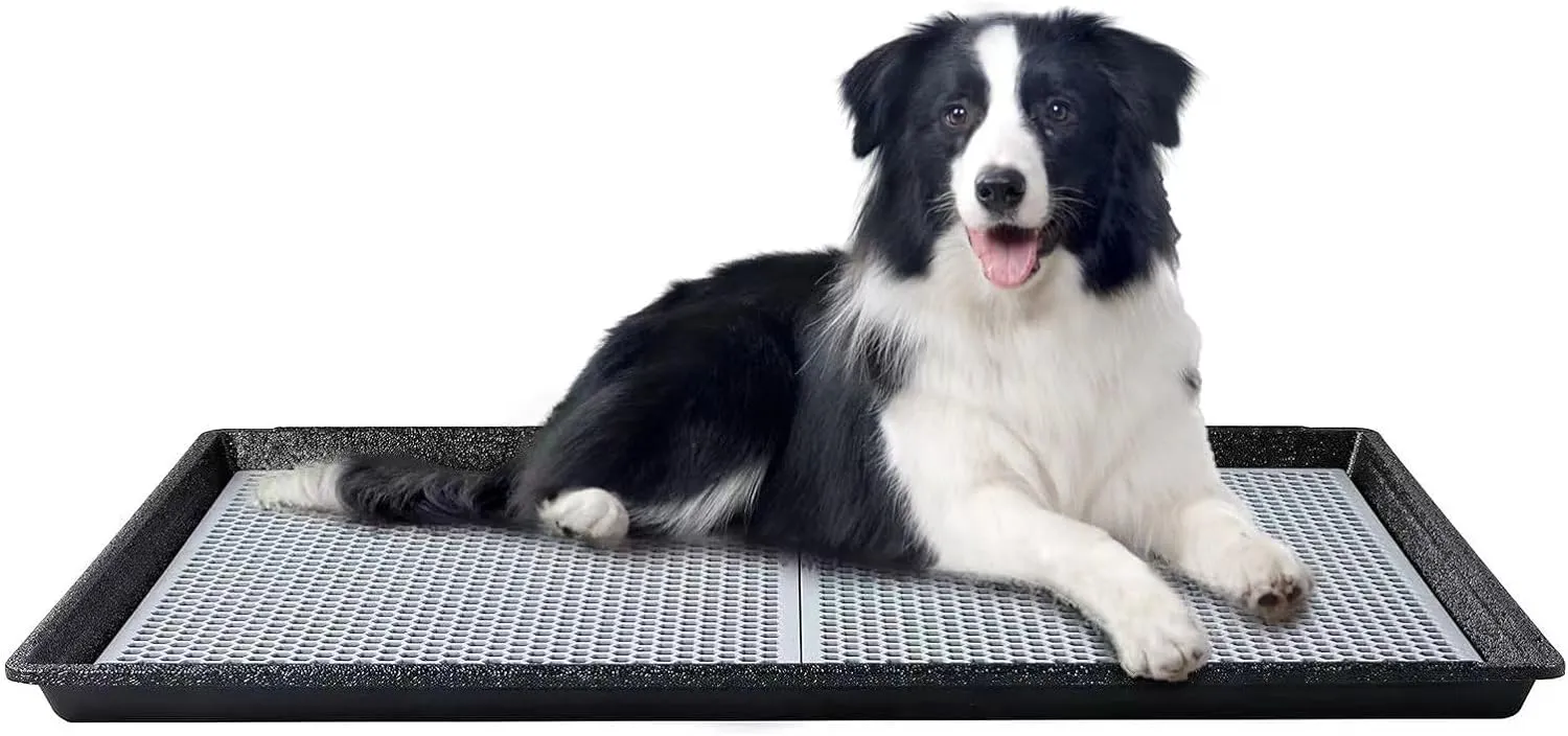 HQ4us Dog Pee Pad Holder Tray with Grate 3423, Large Dog Litter Box Toilet, Puppy Pee Pad Holder, Less Mess, Dog Potty Indoor Outdoor for Balcony