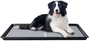 HQ4us Dog Pee Pad Holder Tray with Grate 3423, Large Dog Litter Box Toilet, Puppy Pee Pad Holder, Less Mess, Dog Potty Indoor Outdoor for Balcony