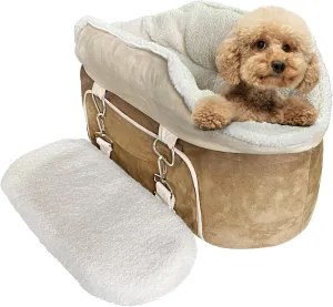 Johnear Puppy Dog Booster Seat for Small Dogs up to 28 lbs - 3 in 1 Portable Pet Handbag Sofa - Car Travel & Winter Warm Carrier with Safety Belt